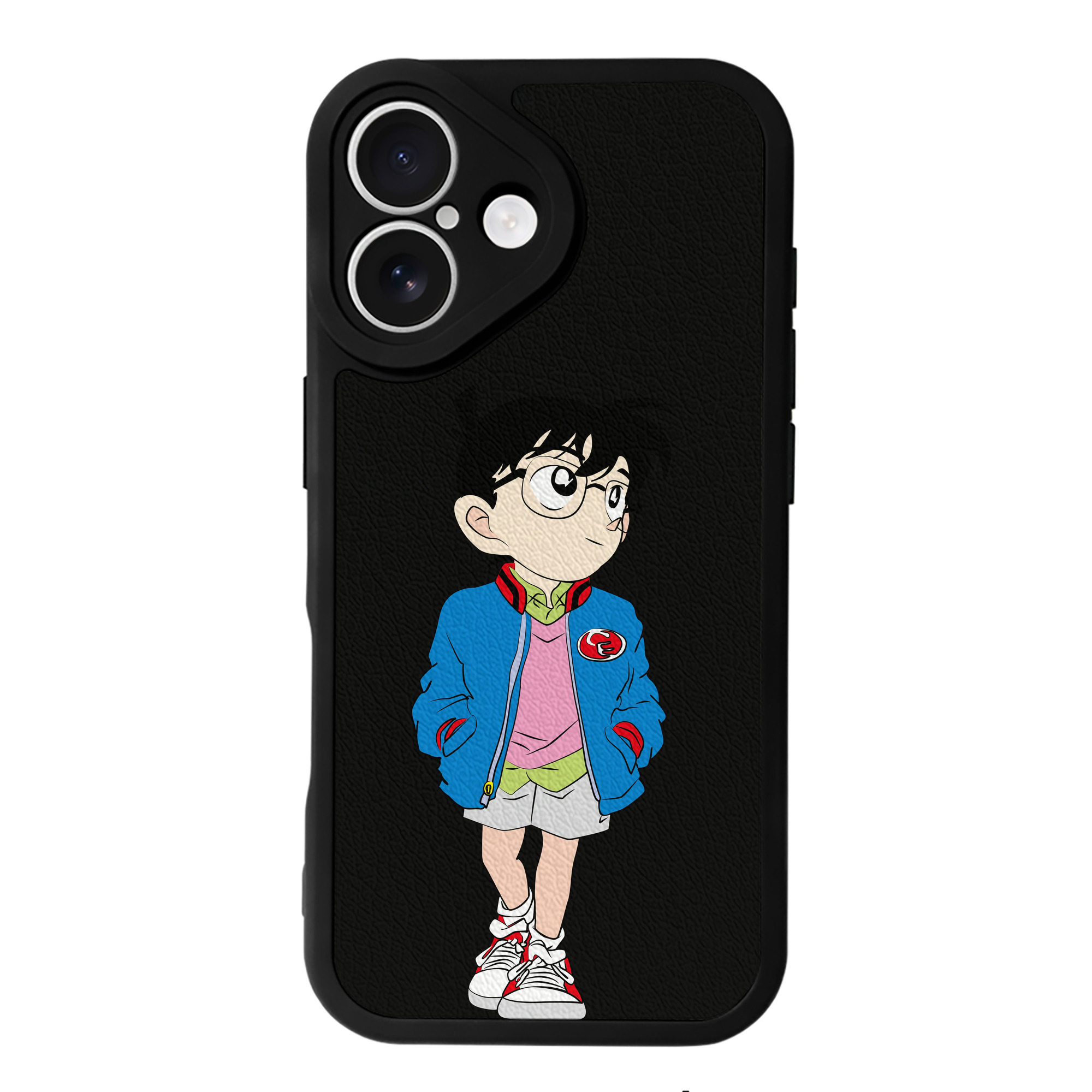 （画像用） 名探偵コナン 江戸川 コナン Detective Conan Conan Edogawa 【iPhone 16シリーズ対応】シリコンスマホケース（レザー調） 材質：シリコン